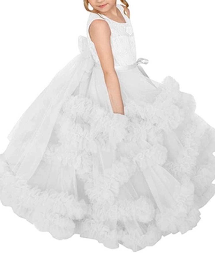 Flower Girl Dresses for Wedding Lace Puffy Pleated Tulle Pageant Princess Gown FLC00429 (MORE COLORS) Lycody