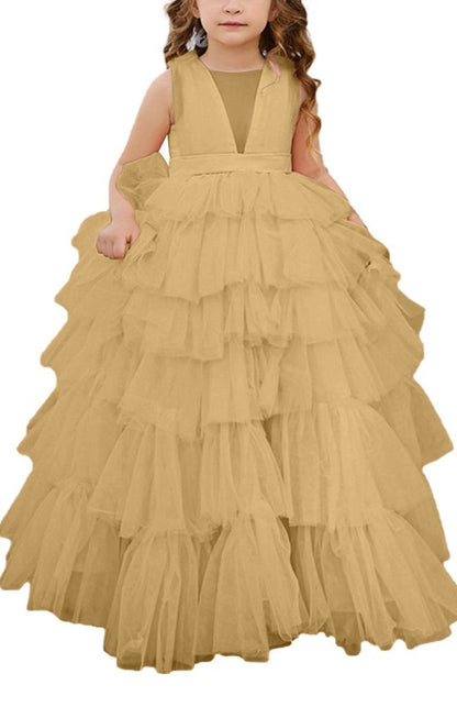 Applique Lace Tulle Flower Girl Dress for Wedding Bridesmaid First Communion Dresses Princess Pageant Party Gown FLC00427 (MORE COLORS+) - Lycody