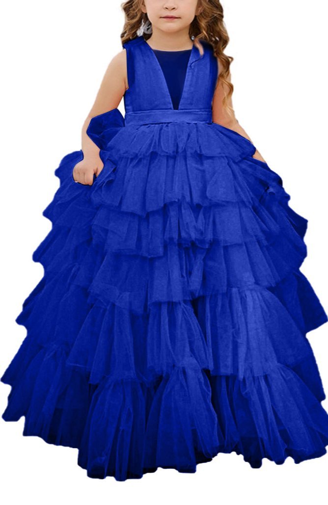 Applique Lace Tulle Flower Girl Dress for Wedding Bridesmaid First Communion Dresses Princess Pageant Party Gown FLC00427 (MORE COLORS+) - Lycody