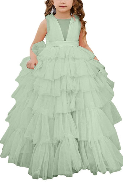 Applique Lace Tulle Flower Girl Dress for Wedding Bridesmaid First Communion Dresses Princess Pageant Party Gown FLC00427 (MORE COLORS+) - Lycody