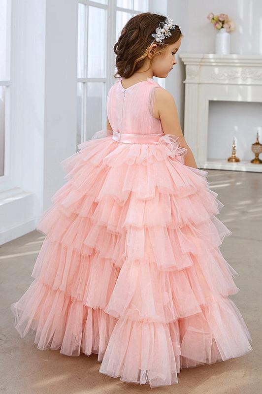 Applique Lace Tulle Flower Girl Dress for Wedding Bridesmaid First Communion Dresses Princess Pageant Party Gown FLC00427 (MORE COLORS+) - Lycody