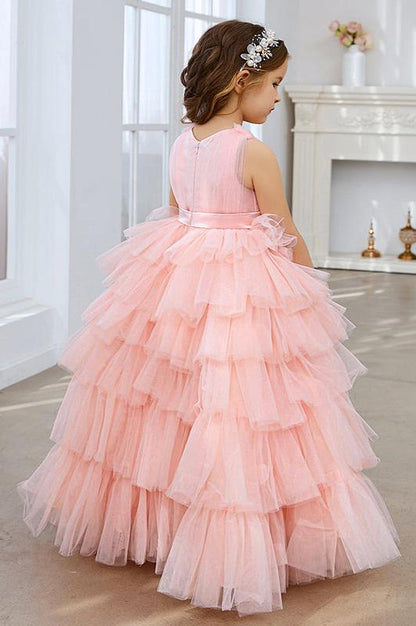 Applique Lace Tulle Flower Girl Dress for Wedding Bridesmaid First Communion Dresses Princess Pageant Party Gown FLC00427 (MORE COLORS+) - Lycody