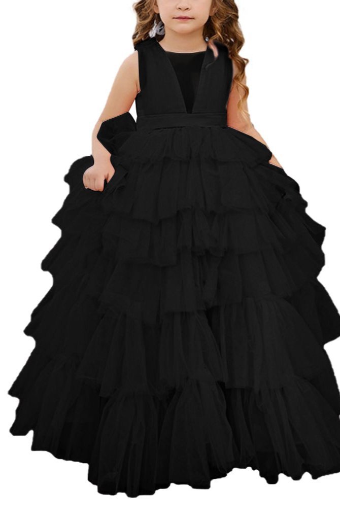Applique Lace Tulle Flower Girl Dress for Wedding Bridesmaid First Communion Dresses Princess Pageant Party Gown FLC00427 (MORE COLORS+) - Lycody