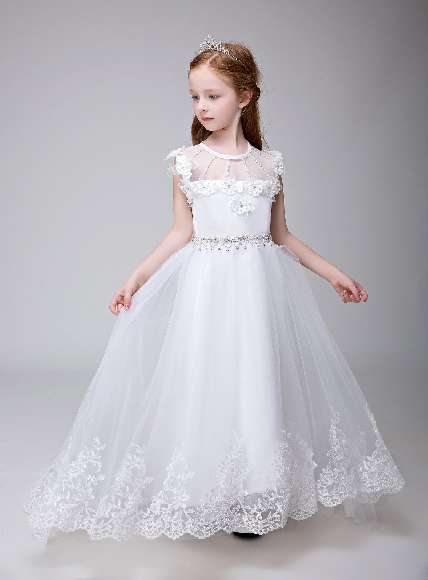 Applique Party Gown Flower Girl Long Dress for Wedding - Lycody