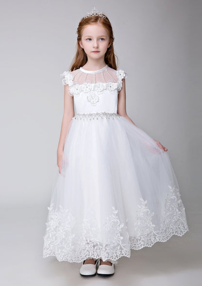 Applique Party Gown Flower Girl Long Dress for Wedding - Lycody