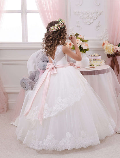 Applique Party Gown Princes Dresses Flower Girl Long Dress for Wedding YSM03 - Lycody