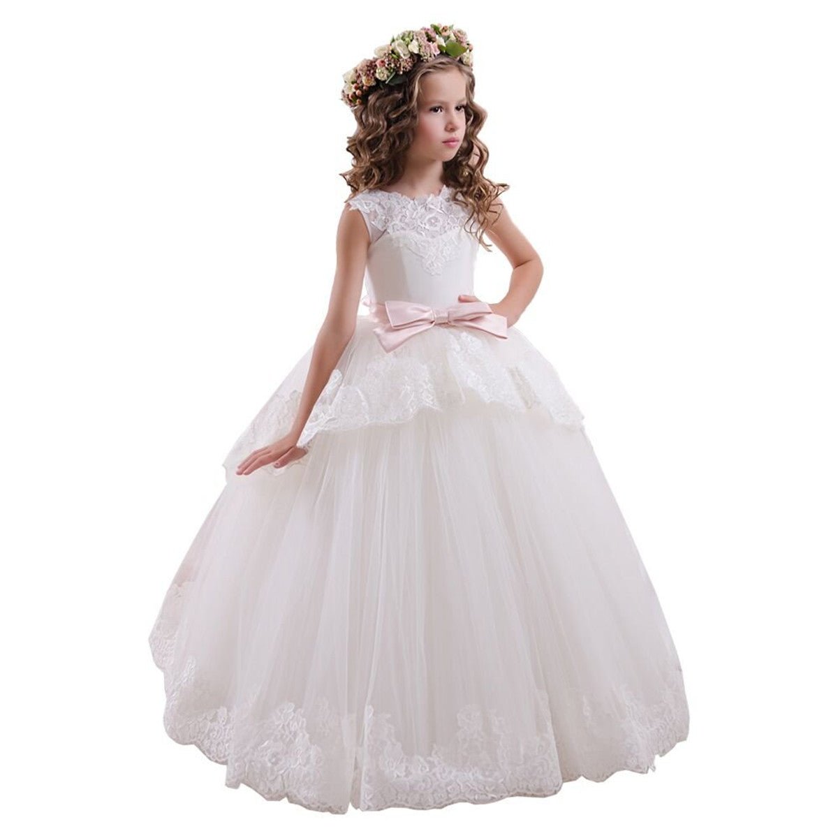 Applique Party Gown Princes Dresses Flower Girl Long Dress for Wedding YSM03 - Lycody