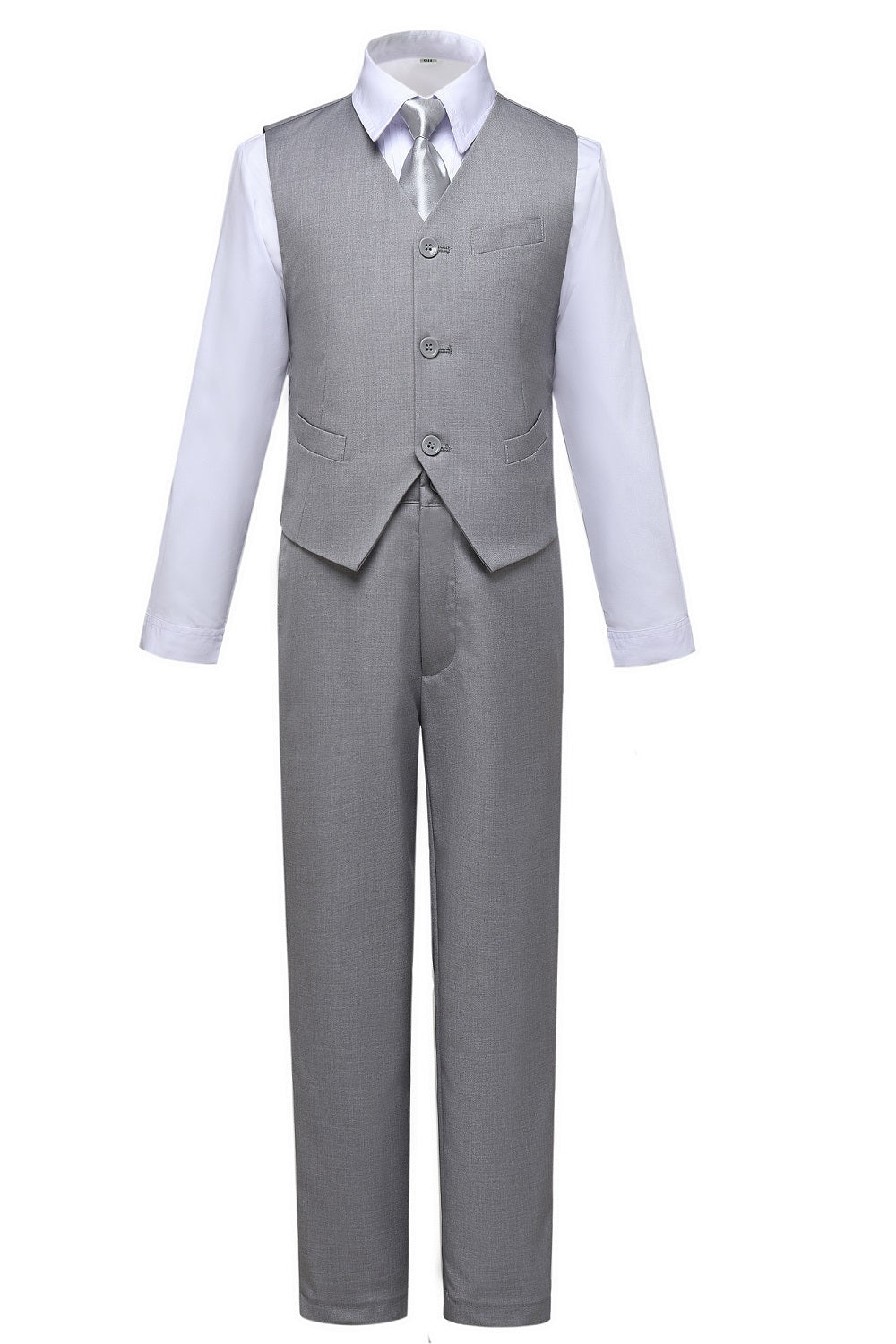 Light Grey 2 Piece Kids Boys' Vest and Pants Dress Suits Set Yuanlu