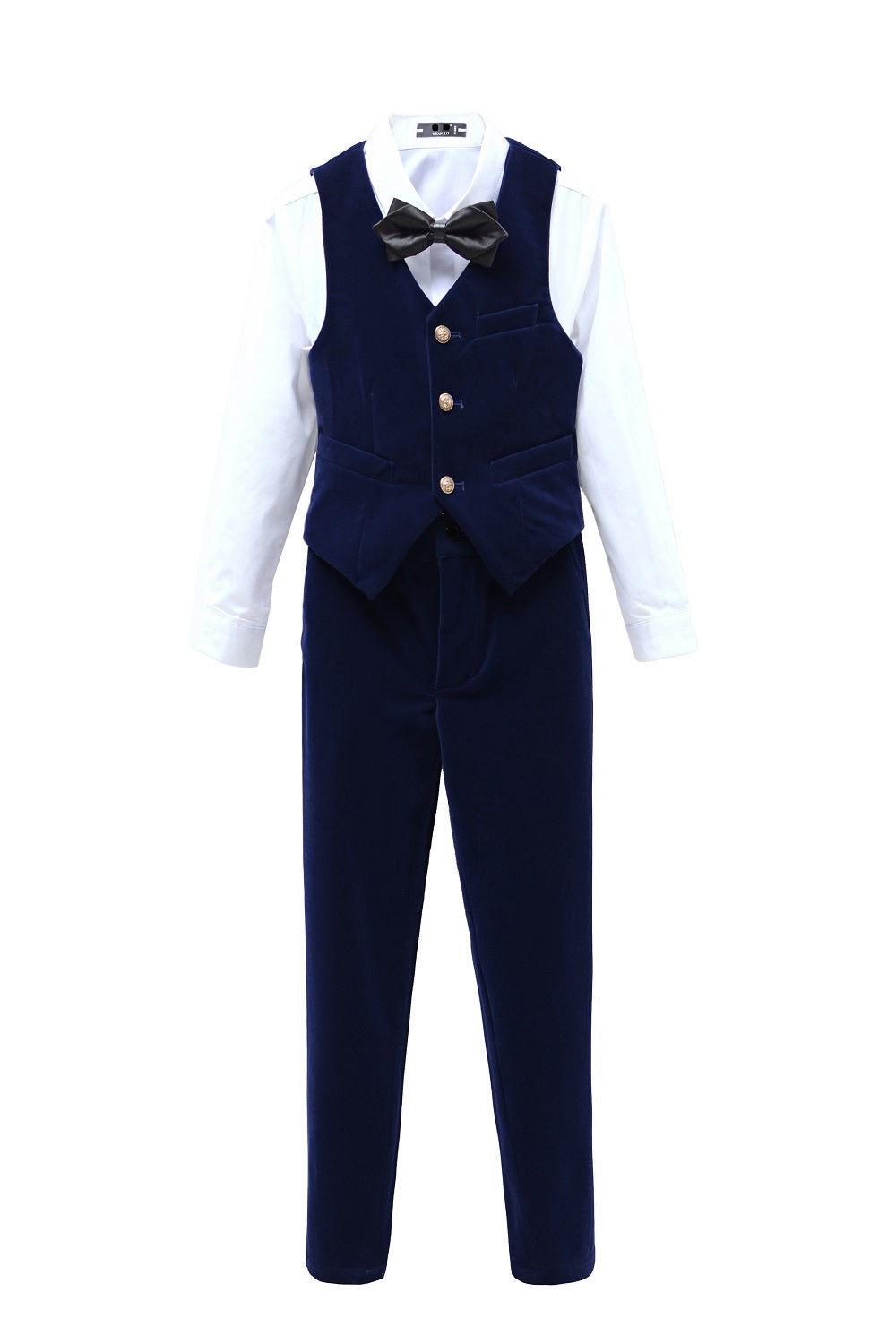 Navy Velvet 2 Piece Kids Boys' Vest and Pants Dress Suits Set Yuanlu