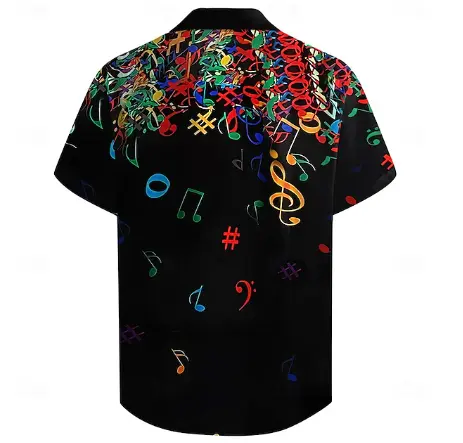 Musical Notes Casual Men's Shirt Party Daily Holiday Summer Turndown Short Sleeve Yuanlu