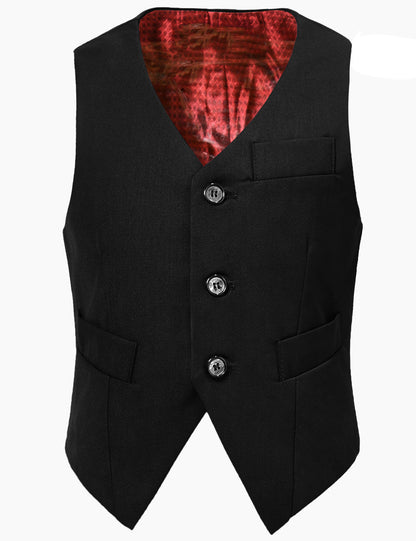 Black 3 Buttons Boys Girls Formal Suit Vest Yuanlu