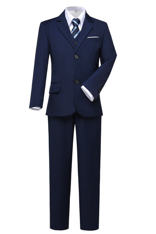 Navy 3 Piece Kids Boys' Formal Blazer Vest and Pants Dress Suits Set Yuanlu