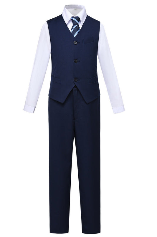 Navy 2 Piece Kids Boys' Vest and Pants Dress Suits Set Yuanlu