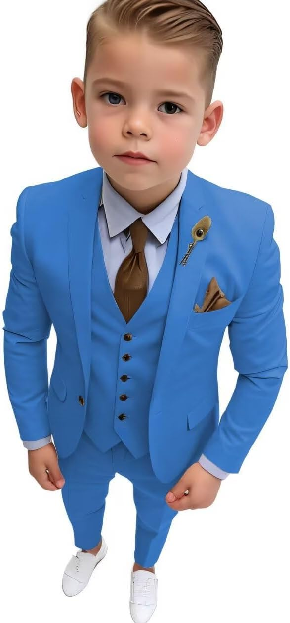 Boys Suit Slim Fit Toddler Suit for Boys Single Breasted Kids Tuxedo Suit for Wedding Dresswear Suit Set My Store