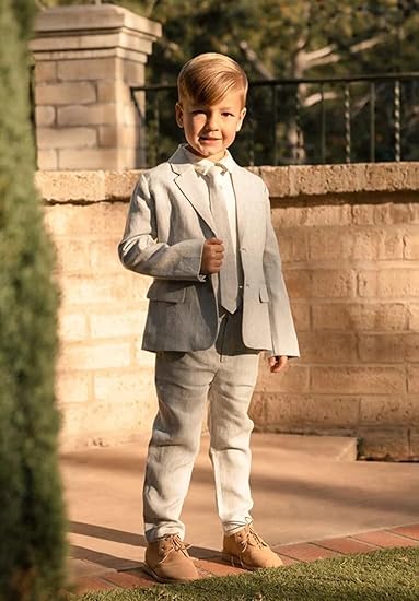 Boys Linen Suit Slim Fit 3 Piece Summer Beach Linen Suit for Boys Formal Wedding Outfit Lycody