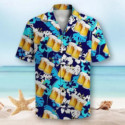 Floral Casual Men's Shirt Holiday Summer Turndown Short Sleeve Shirt Yuanlu