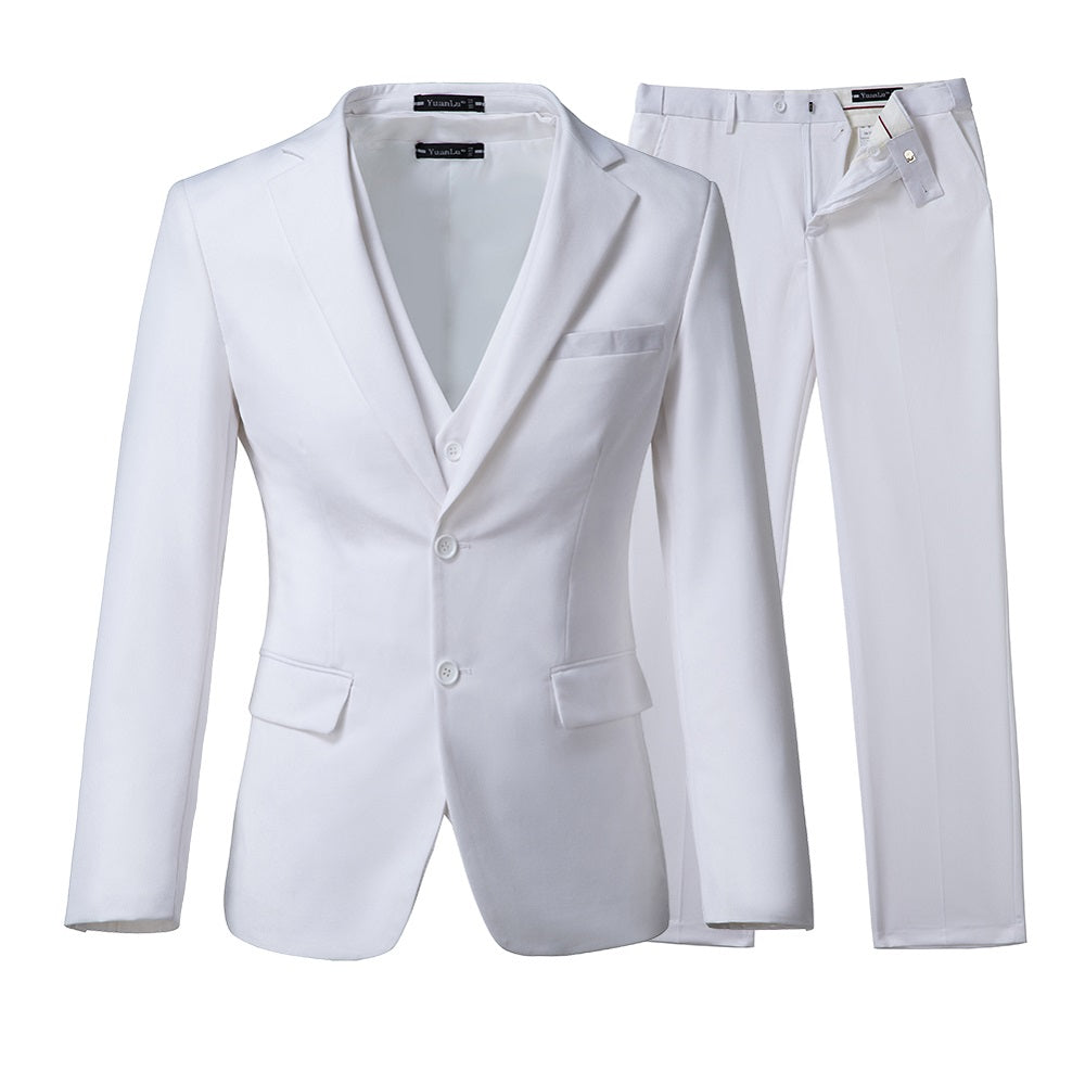 White Two Button Wedding 3 Pieces Slim Fit Men Suits Yuanlu