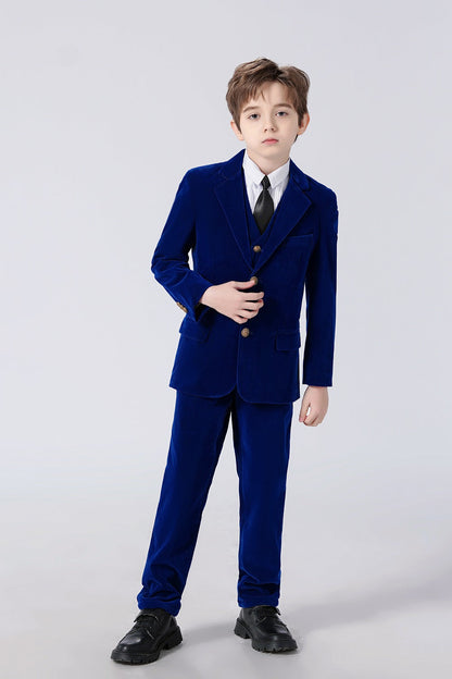 Royal Blue Velvet 5 Piece Boy's Formal Boys Suits Yuanlu