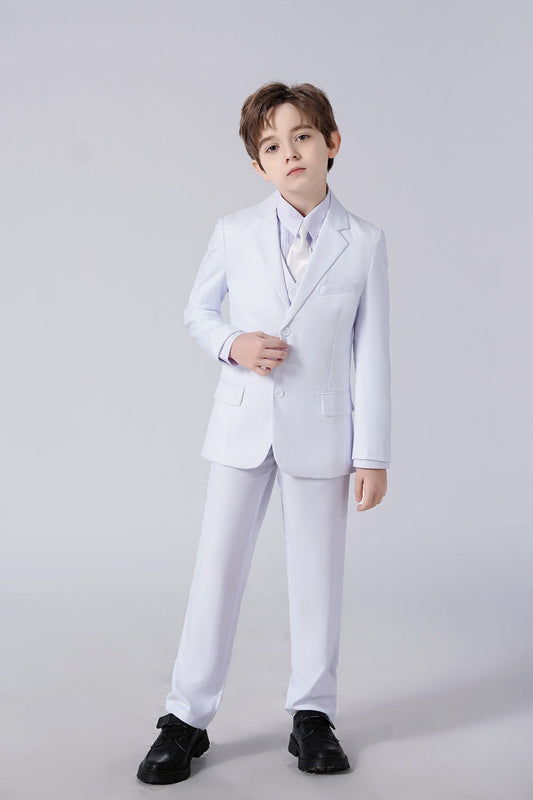 White Tuxedo 5 Piece Boys Suits Yuanlu