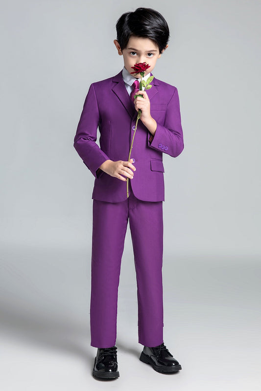 Purple Kid Boys Classic 5 Piece Boys Suits Yuanlu