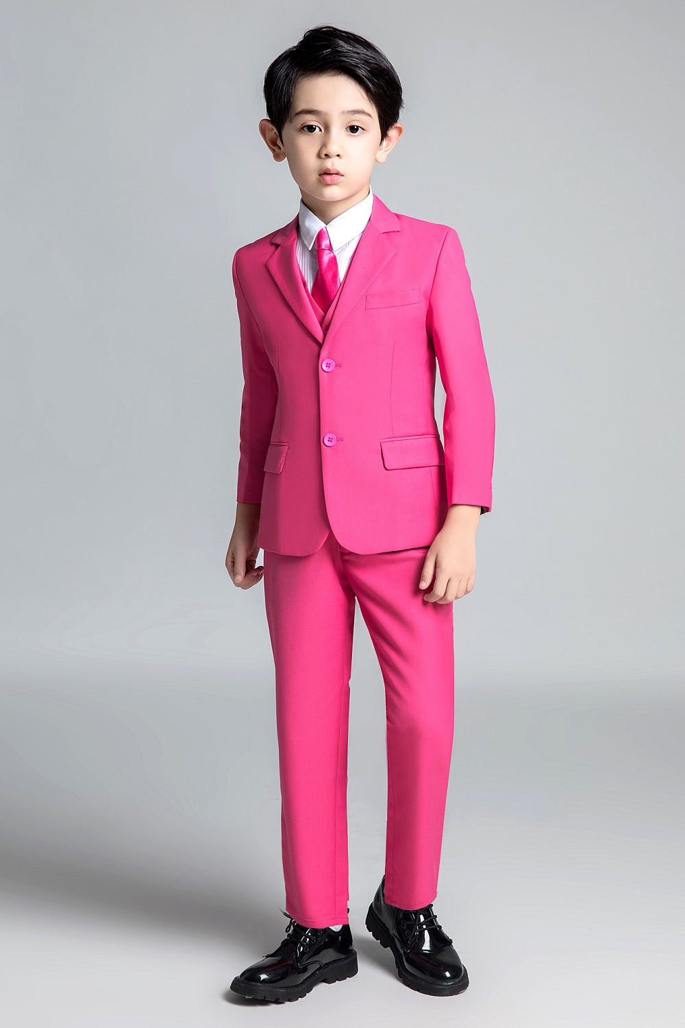 Pink Kid Boys Formal Classic Suits Set 5 Piece Boys Suits Yuanlu