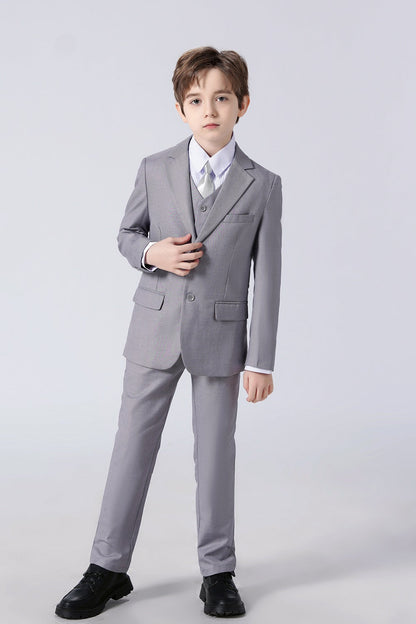 Light Grey Formal Classic 5 Piece Boys Suits Yuanlu