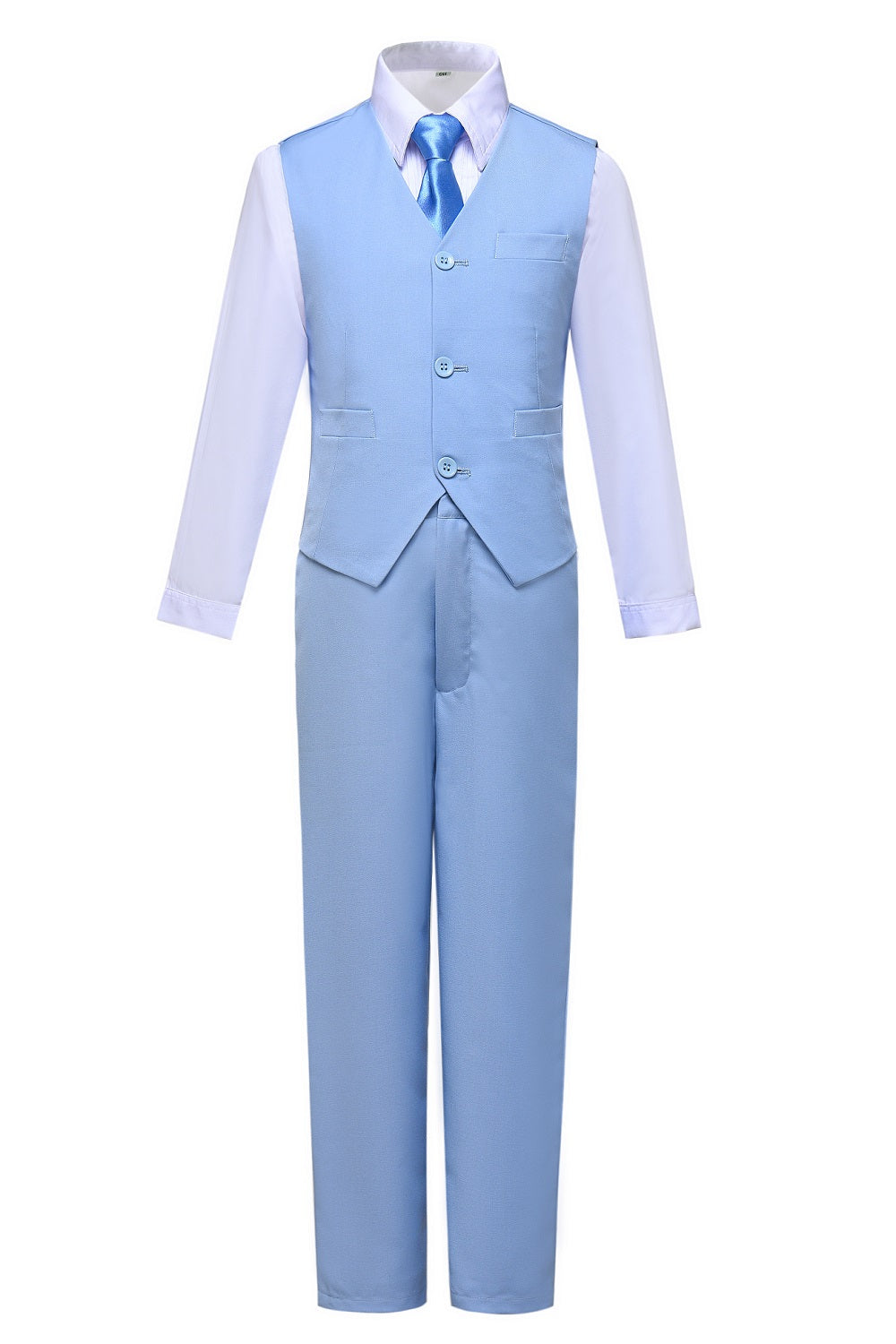 Light Blue 2 Piece Kids Boys' Vest and Pants Dress Suits Set Yuanlu