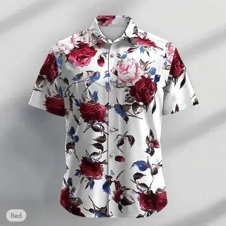 Floral Casual Men's Shirt Holiday Summer Turndown Short Sleeve Shirt Yuanlu