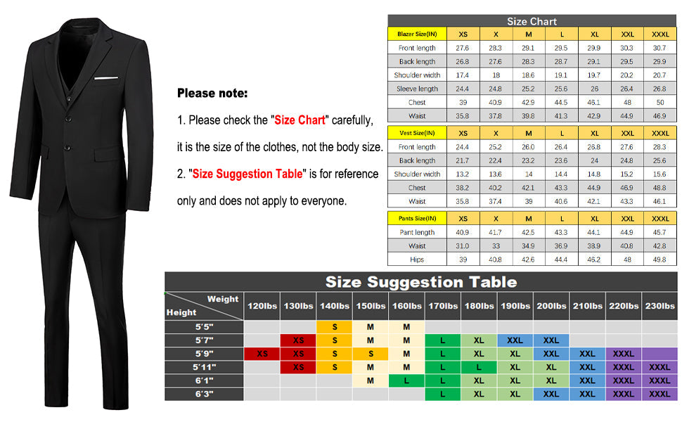 Black Two Button Wedding 3 Pieces Slim Fit Men Suits Yuanlu