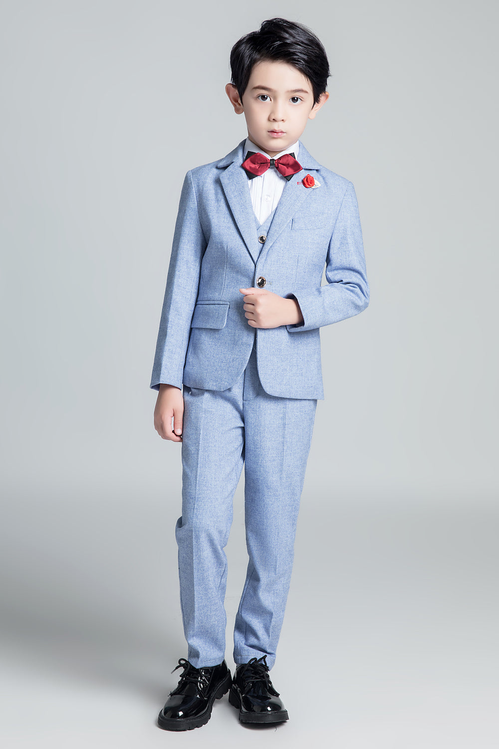 Denim Blue Classic 5 Piece Boys Suits Yuanlu