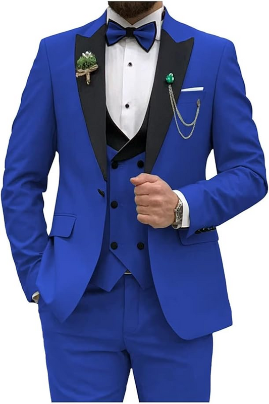 Double Breasted Slim Fit 3 Piece Men's Suit Yuanlu