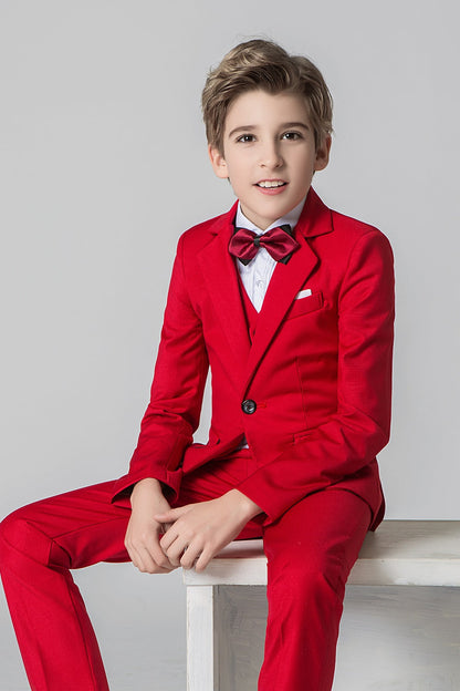 Red Kid Boys Formal Classic Suits Set 5 Piece Boys Suits Yuanlu