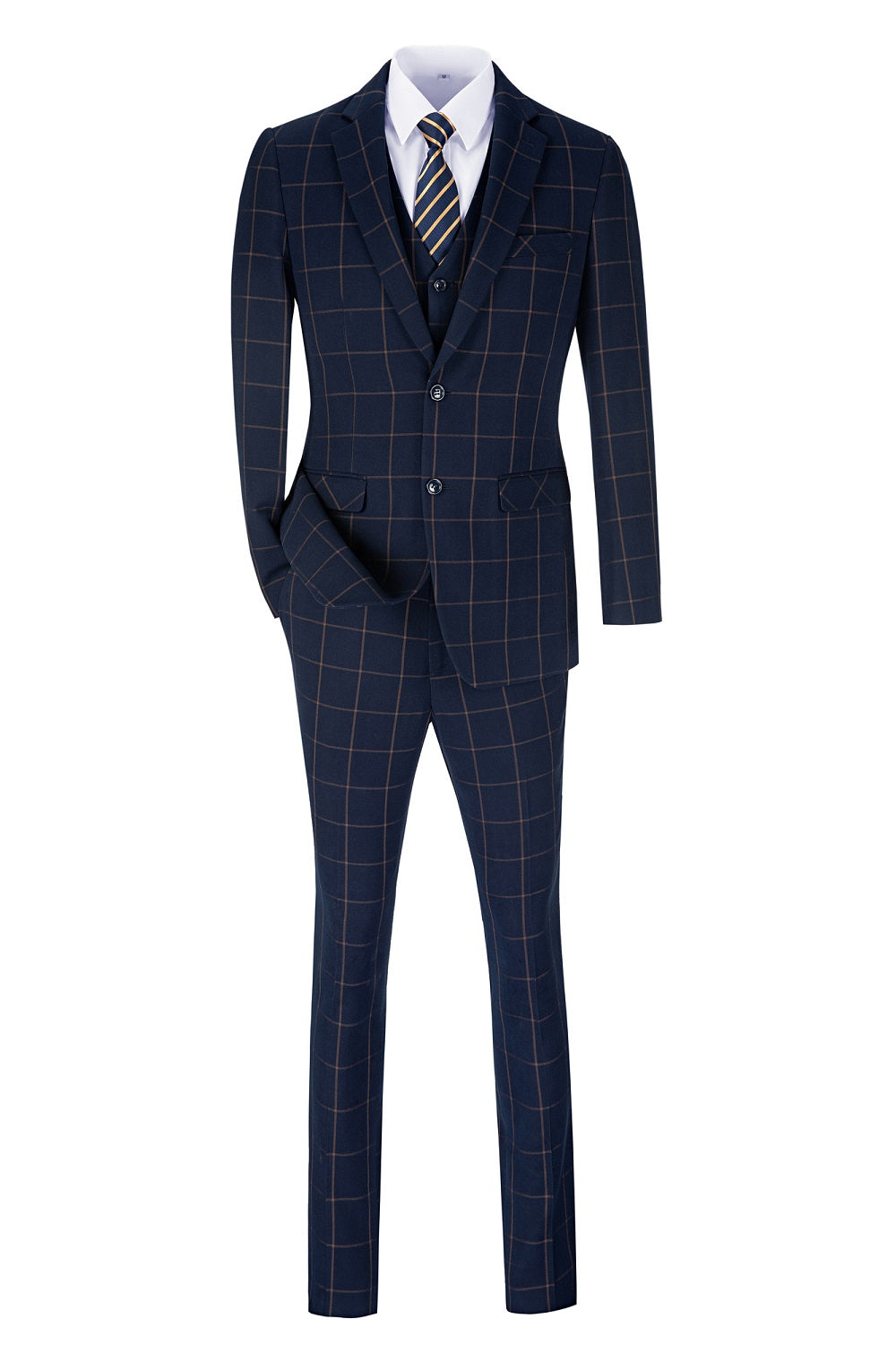 Plaid Men's 3 Piece Slim Fit Suit Set (MORE COLORS+) Yuanlu