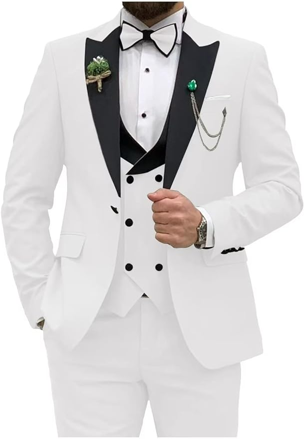 Double Breasted Slim Fit 3 Piece Men's Suit Yuanlu