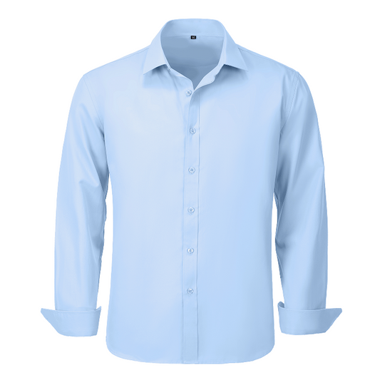 Blue Men's Urban Stylish Casual Business Slim Fit Long Sleeve Button Up Dress Shirt Yuanlu