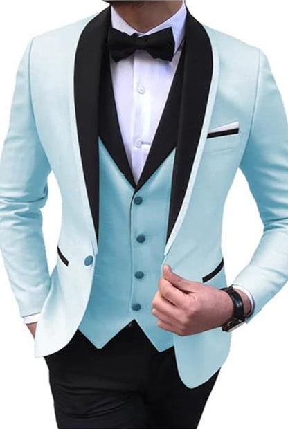 Men Suits Slim Fit 3 Pieces Wedding Formal Business Tuxedos One Button Lycody