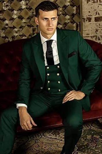 Men's Suits 3 Piece Slim Fit Suits for Men Double Breasted Suit Men Business Wedding Prom Tuxedo Suit - Lycody