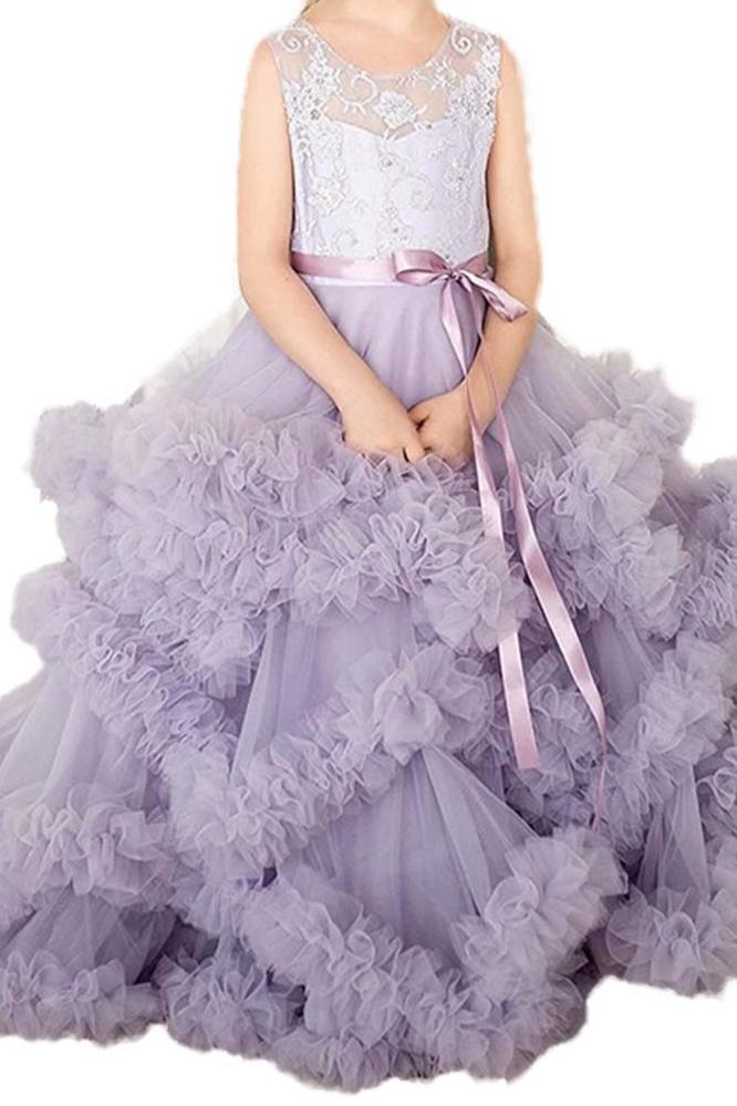 Flower Girl Dresses for Wedding Lace Puffy Pleated Tulle Pageant Princess Gown FLC00429 (MORE COLORS) Lycody