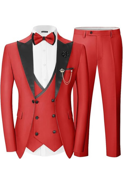 Men's Double Breasted Slim Fit 3 Piece Men's Suit Tuexdo