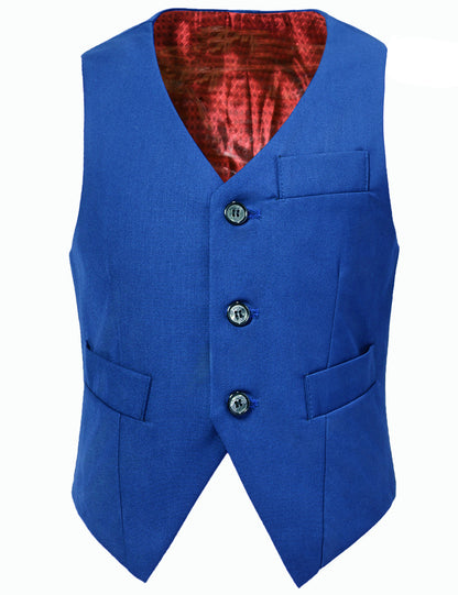 Royal Blue 3 Buttons Boys Girls Fully Lined Formal Suit Vest Yuanlu