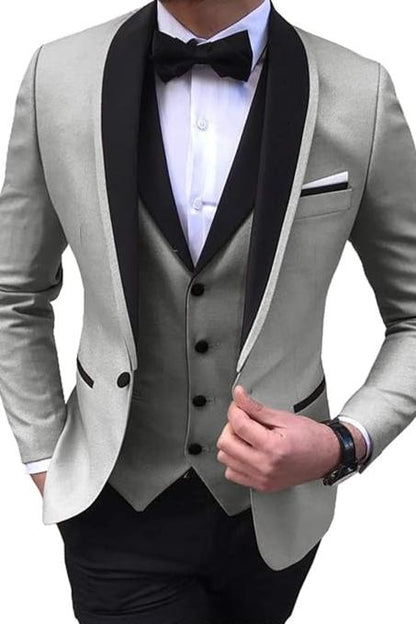 Men Suits Slim Fit 3 Pieces Wedding Formal Business Tuxedos One Button Lycody