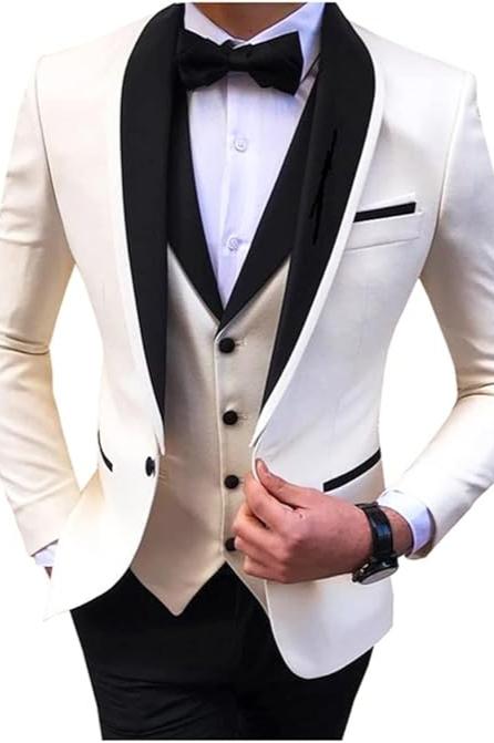 Men Suits Slim Fit 3 Pieces Wedding Formal Business Tuxedos One Button Lycody